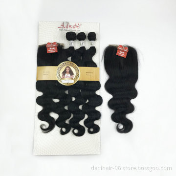 Fashion Body Wave Natural Hair Extension Blended Synthetic Hair Weaving Hair Bundles with closure